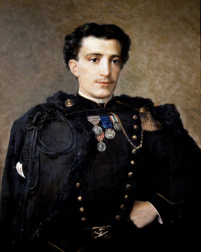 阿尔弗雷多-萨维奥，炮兵军官，参加过 1859-60 年独立战争（布面油画） 作者 意大利学校