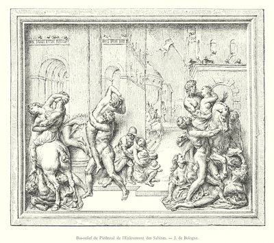 绑架萨宾妇女的壁炉浮雕，J of Bologna（雕刻）。 作者 意大利学校