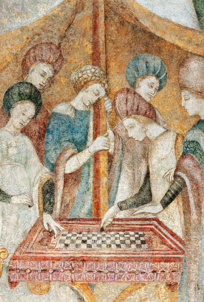 Bicocca degli Arcimboldi：15 世纪壁画，跳棋游戏细节（壁画） 作者 意大利学校