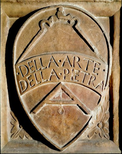石工会的布拉松。 表示一个罗盘和一个正方形。 14 世纪锡耶纳，Biblioteca degli Intronati 作者 意大利学校
