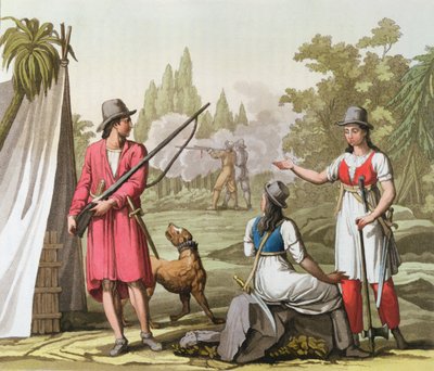 John Rackham上尉（1720年）Anne Bonney（1720年）和Mary Read（1720年）在安的列斯群岛，1820年 作者 意大利学校