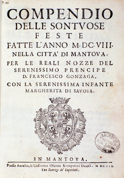 描述冈萨加王子在曼图亚组织的庆祝活动的编年史（1608 年） 作者 意大利学校
