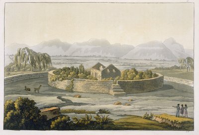 秘鲁Cannar的圆形堡垒，来自Le Costume Ancien et Moderne，第二卷，第1卷，由Jules Ferrario出版，出版于1820年代至30年代 作者 意大利学校