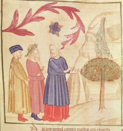 Dante和Virgil（公元前70-19）在陆地天堂，来自Dante Alighieri的神曲（1265-1321） 作者 意大利学校