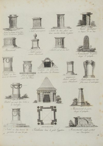 花卉装饰品的设计，来自JG Grohmann的A Compendium of Drawing，出版于1805年 作者 意大利学校