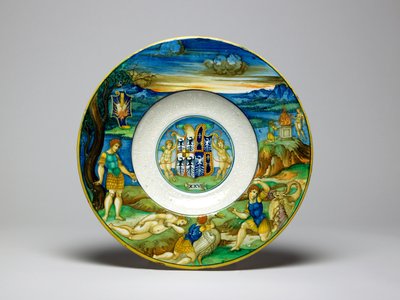 伊莎贝拉-德-埃斯特服务碟，约 1524-25 年（锡釉陶器） 作者 意大利学校