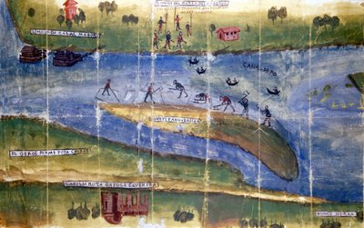 波河居民之间关于采冰权的争议。 1535. 米兰，国家档案馆。 作者 意大利学校