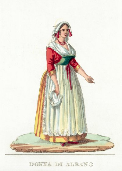 Donna Di Albano (coloured engraving) 作者 意大利学校