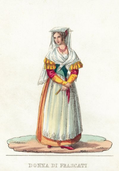 Donna Di Frascati (coloured engraving) 作者 意大利学校