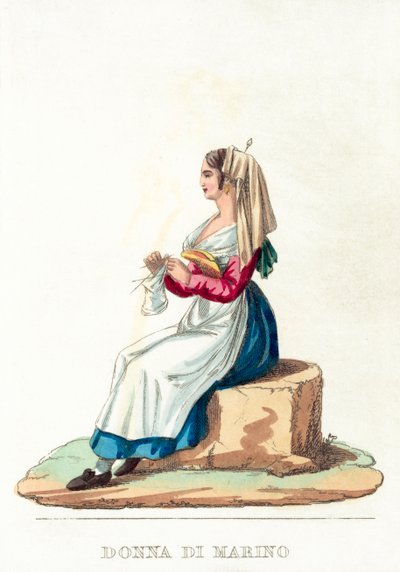Donna Di Marino (coloured engraving) 作者 意大利学校