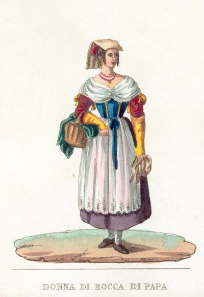Donna Di Rocca Di Papa (coloured engraving) 作者 意大利学校