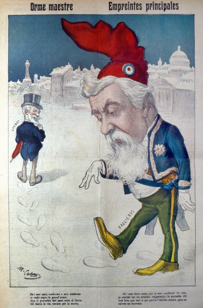 法利埃沿着卢贝的足迹行走，选自《拉纳》，约 1910 年（印刷品） 作者 意大利学校