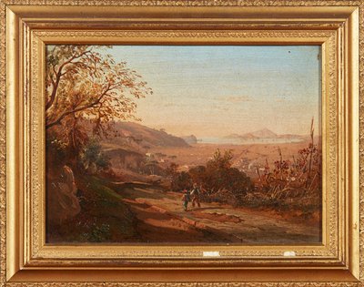 小径上的人物，Pianura Di Bagno（板上油画） 作者 意大利学校