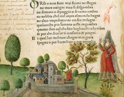 Fol.17页，"Orso e non furo mai fiumi ne stagni"，选自彼特拉克的《Canzoniere e Trionfi》，约 1470 年 作者 意大利学校