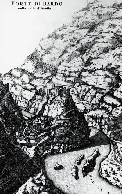 巴德堡，来自Theatrum Sabaudiae的雕版画 作者 意大利学校