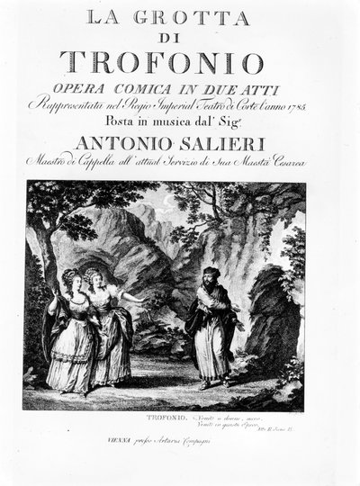 安东尼奥·萨列里 (1750 - 1825) 两幕喜剧歌剧 La Grotta di Trofonio 剧本的 Frontispice。 1785 作者 意大利学校