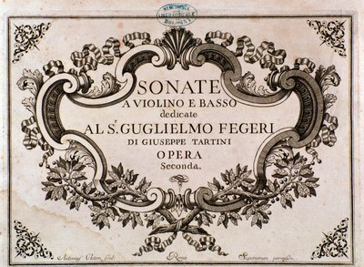 Frontispiece of musical score for Sonatas by Giuseppe Tartini (litho) 作者 意大利学校