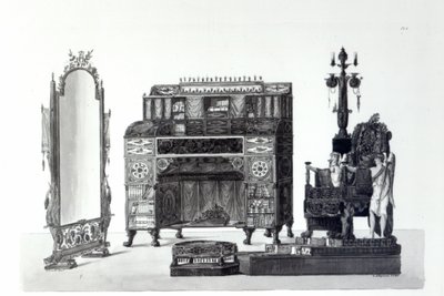 Gaetano Landi建筑装饰的希腊风格家具，由G.DArgenzio雕刻，1810年 作者 意大利学校