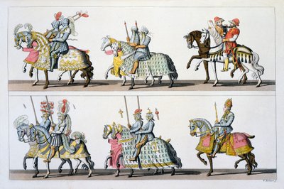 神圣罗马帝国：参加卢森堡城堡的比赛，时间为Maximilian I，来自Costumi dei Romani，Svizzeri .. c.1800-18 作者 意大利学校