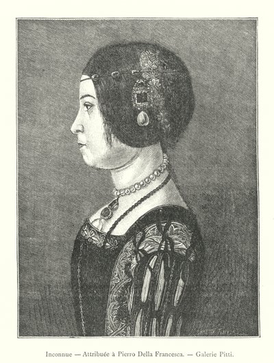 Inconnue，归功于 Piero Della Francesca，Galerie Pitti（雕刻） 作者 意大利学校