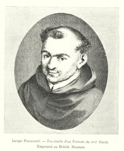 Jacopo Passavanti，16 世纪肖像的复制品，从大英博物馆借来（版画） 作者 意大利学校