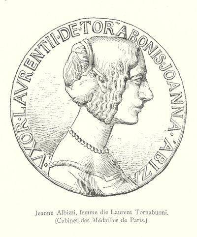 Jeanne Albizzi，Laurent Tornabuoni 的妻子，Cabinet des Medailles de Paris（雕刻） 作者 意大利学校