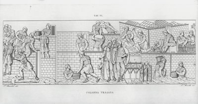 特拉贾纳柱（La Colonna Trajana），特拉贾纳柱（雕版印刷）。 作者 意大利学校