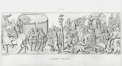 特拉贾纳柱（La Colonna Trajana），特拉贾纳柱（雕版印刷）。 作者 意大利学校