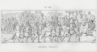 特拉贾纳柱（La Colonna Trajana），特拉贾纳柱（雕版印刷）。 作者 意大利学校