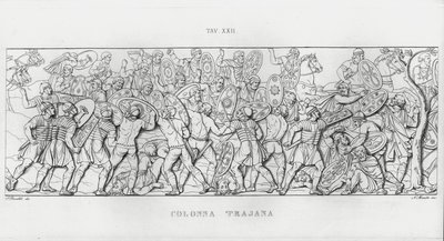 特拉贾纳柱（La Colonna Trajana），特拉贾纳柱（雕版印刷）。 作者 意大利学校