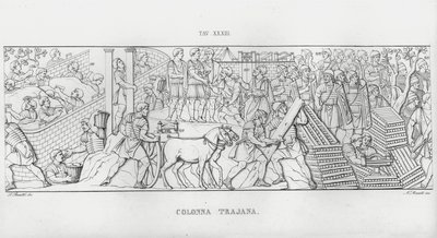 特拉贾纳柱（La Colonna Trajana），特拉贾纳柱（雕版印刷）。 作者 意大利学校
