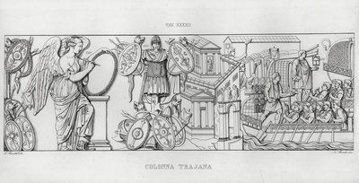 特拉贾纳柱（La Colonna Trajana），特拉贾纳柱（雕版印刷）。 作者 意大利学校