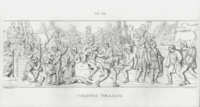 特拉贾纳柱（La Colonna Trajana），特拉贾纳柱（雕版印刷）。 作者 意大利学校