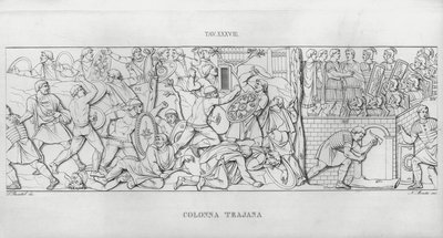 特拉贾纳柱（La Colonna Trajana），特拉贾纳柱（雕版印刷）。 作者 意大利学校