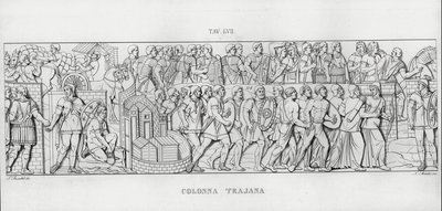 特拉贾纳柱（La Colonna Trajana），特拉贾纳柱（雕版印刷）。 作者 意大利学校