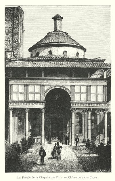 La Facade de la Chapelle des Pazzi, Cloitre de Santa Croce (engraving) 作者 意大利学校