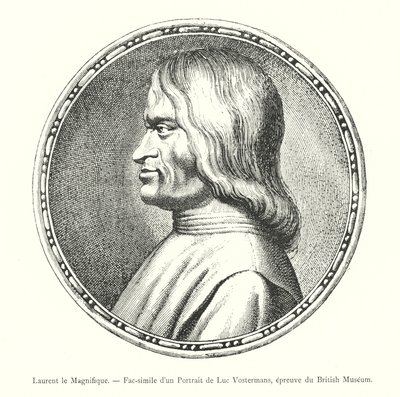 Laurent the Magnificent，Luc Vostermans 肖像的复制品，大英博物馆印刷品（雕刻） 作者 意大利学校