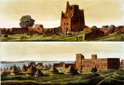 下游埃及或苏丹，尼罗河：下面是El-Querebyn村，1820年代至30年代 作者 意大利学校