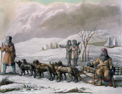 来自Costumi dei的Kamchatska男子带狗拉雪橇......来自Giulio Ferrario，1820年代至30年代 作者 意大利学校
