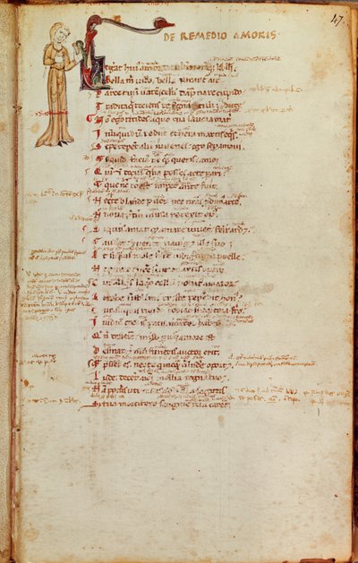 女士19 fol.47带有历史记录的文本页面，来自Ovid的LArt dAimer（公元前43-17） 作者 意大利学校