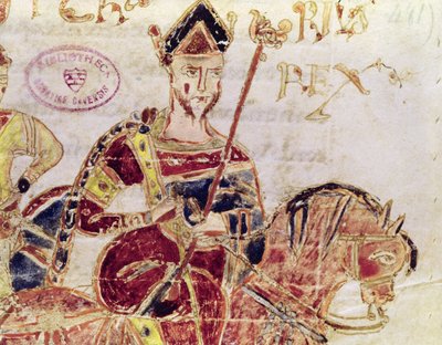 4号Lothair I（c.795-855）在他的马上 作者 意大利学校