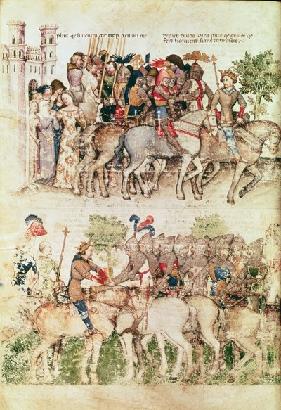 来自Queste del Saint Graal，c.1380-85的亚瑟王及其骑士们开始寻求圣杯 作者 Italian School