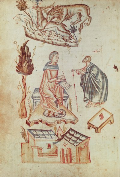 Grec女士36 f.187v古代的露天医疗咨询，来自一系列科学文本 作者 意大利学校