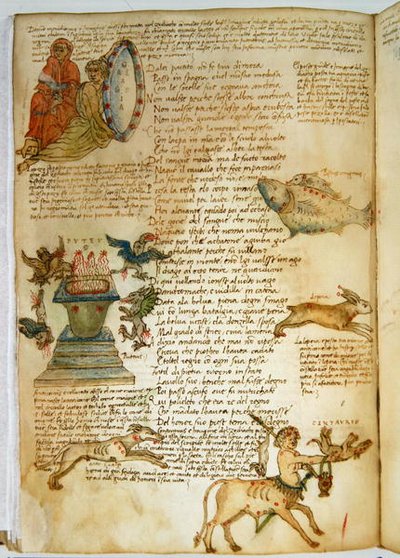 Ms Ital 483 P.4.7 f.162v 星座，来自 Fazio degli Uberti 的“Dittamondo”（牛皮纸） 作者 意大利学校