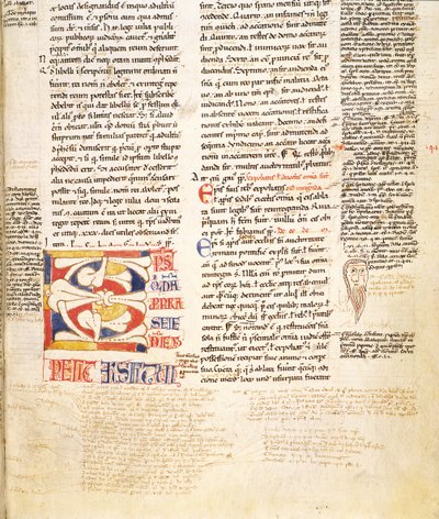 McClean女士135，f.96r：12世纪后期Gratians Decretum植物形态的初始C的细节 作者 意大利学校