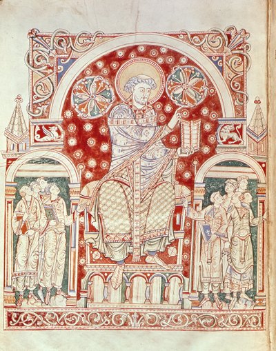 Plut女士12.17 f.3v圣奥古斯丁从De Civitate Dei（11-12世纪）向他的门徒讲道 作者 意大利学校