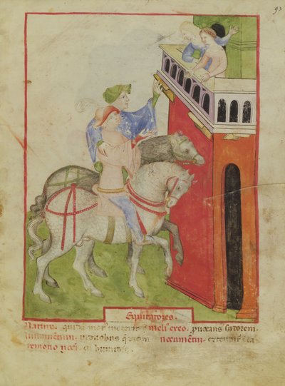 Nouy ACQ纬度1673 f.93骑马，从Tacuinum健康，c.1390-1400 作者 意大利学校