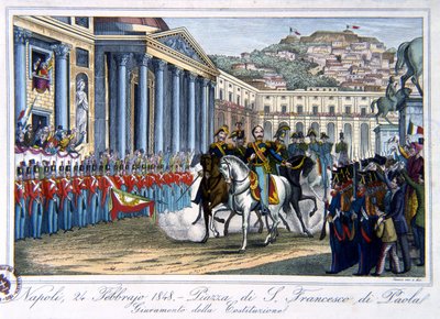 1848年2月24日，意大利宪法的誓言，Piazza di San Francesco di Paola，那不勒斯 作者 意大利学校