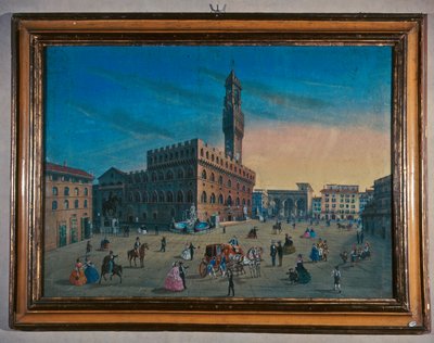 Palazzo Vecchio在Piazza della Signoria，佛罗伦萨 作者 意大利学校