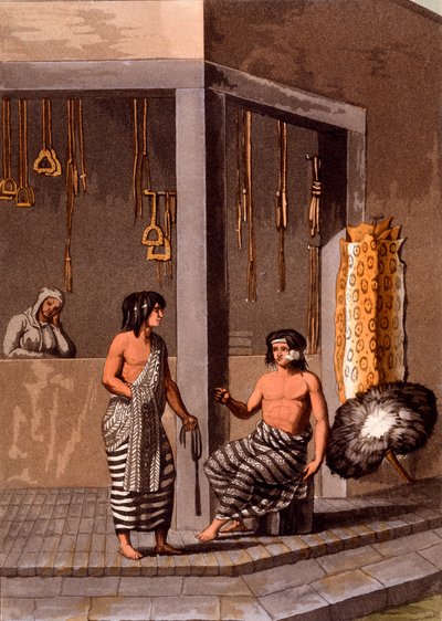 潘帕斯印第安人在一家名为Indiano，Calle de-los-Torres，布宜诺斯艾利斯，1820年代至30年代的商店 作者 意大利学校